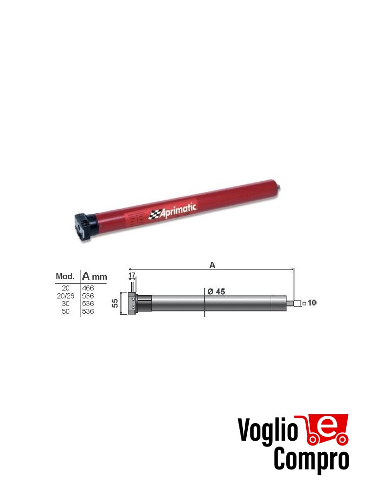 43302/003 APRIMATIC REVOLUX 45S Motore tubolare 50Nm per tapparelle e tende da sole