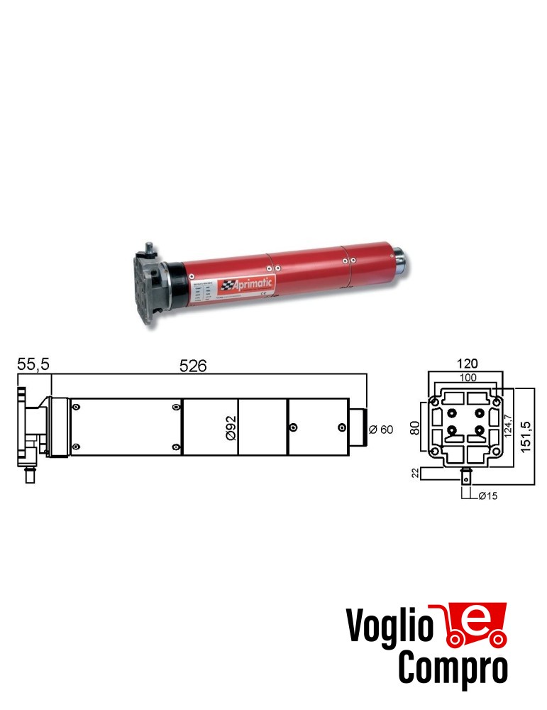Motore tubolare APRIMATIC 92M-300 300Nm 43345/002 per tapparelle e tende da sole