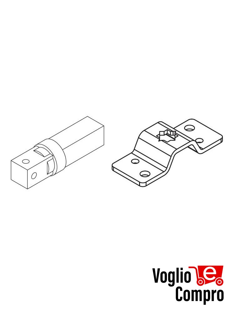 43380/107 Kit supporto fori filettati più perno quadro Revolux 45S serie 45 (SMS) APRIMATIC confezione 5 pezzi