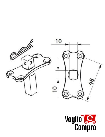163417 STAFFA  PERNO QUADRO PER MOTORIDUTTORI TUBOLARI DIAMETRO 45mm Confezione 15 pezzi