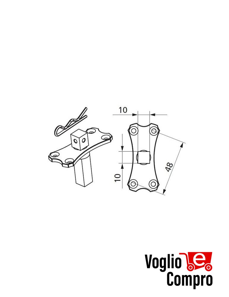 163417 STAFFA  PERNO QUADRO PER MOTORIDUTTORI TUBOLARI DIAMETRO 45mm Confezione 15 pezzi