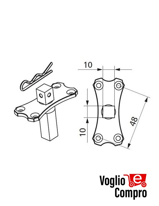 163417 STAFFA  PERNO QUADRO PER MOTORIDUTTORI TUBOLARI DIAMETRO 45mm Confezione 15 pezzi