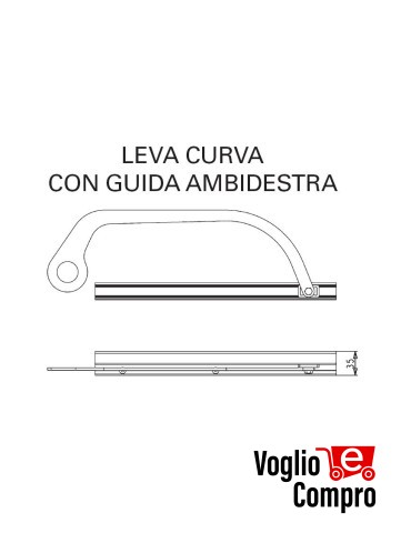 43400/055 Leva curva con guida ambidestra e pattino BUONGIORNO APRIMATIC