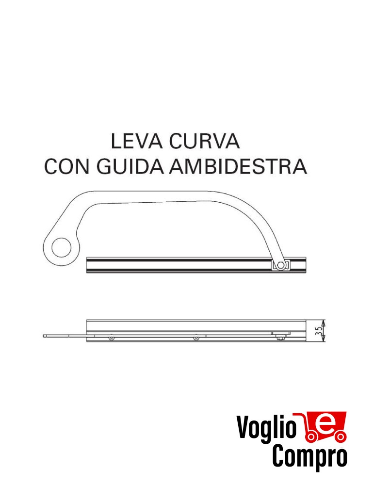 43400/055 Leva curva con guida ambidestra e pattino BUONGIORNO APRIMATIC