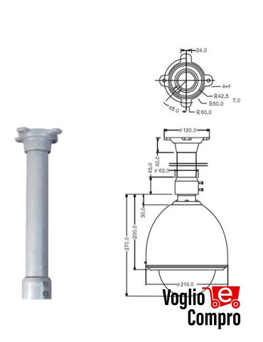 490A03 Staffa per Speed Dome per montaggio pendente