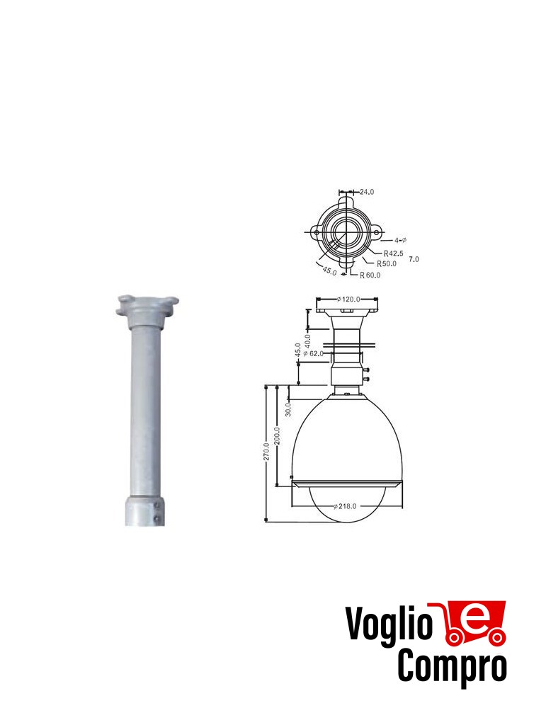 490A03 Staffa per Speed Dome per montaggio pendente