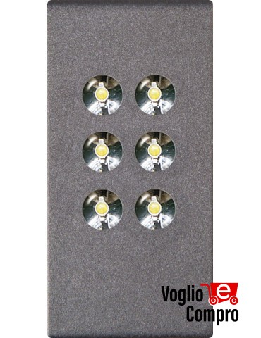 LAMPADA A 6 LED ALTA LUMINOSITA' FRUTTO DA INCASSO PER AVE DOMUS 100 S44 SILVER