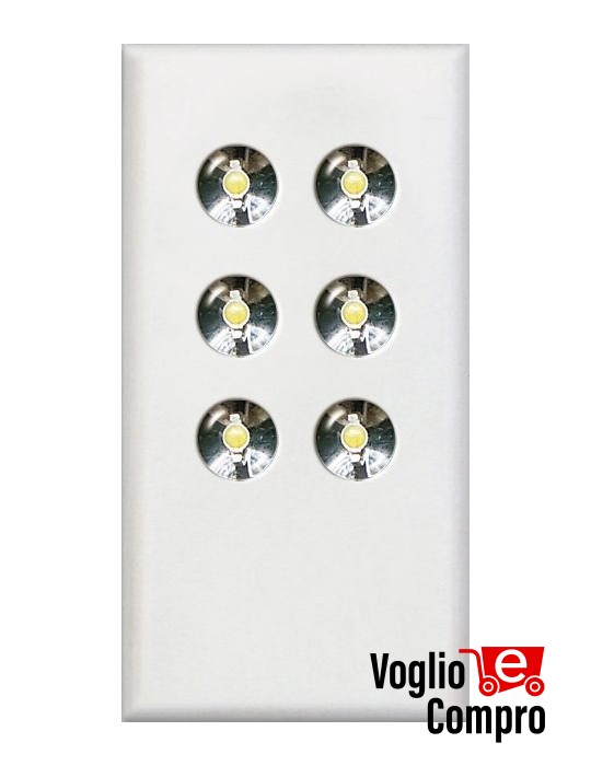 LAMPADA A 6 LED ALTA LUMINOSITA' FRUTTO DA INCASSO PER AVE SISTEMA 45 BIANCO