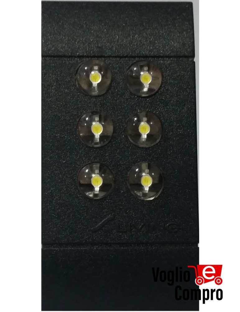 LAMPADA A 6 LED ALTA LUMINOSITA' FRUTTO DA INCASSO PER BTICINO LIVING NERO