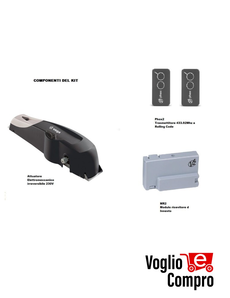 KIT AUTOMAZIONE MOTORE V2 VEGA C PER PORTE BASCULANTI FINO A 9 MQ
