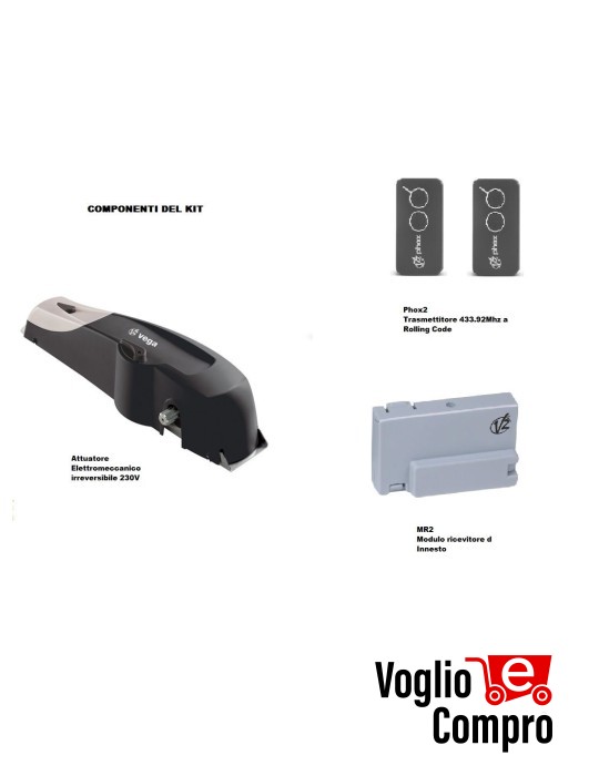 KIT AUTOMAZIONE MOTORE V2 VEGA C PER PORTE BASCULANTI FINO A 9 MQ