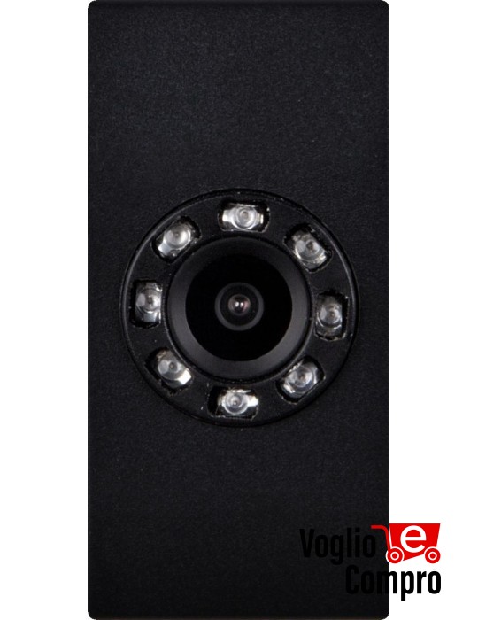 TELECAMERA A COLORI CON 8 LED IR FRUTTO DA INCASSO NERO PER LEGRAND VELA
