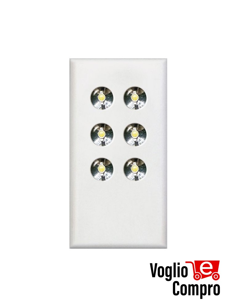 LAMPADA A 6 LED ALTA LUMINOSITA' FRUTTO DA INCASSO PER VIMAR PLANA BIANCO