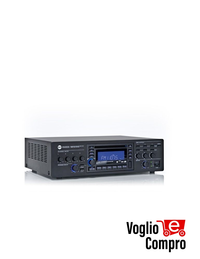 AMPLIFICATORE RCF ES3323 CON SORGENTE E SELEZIONE 3 ZONE CD USB MP3 RADIO AUX
