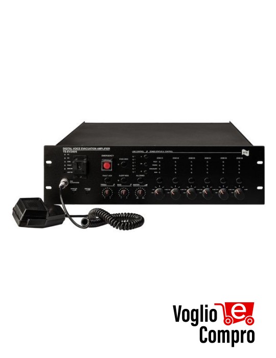 CENTRALE EVACUAZIONE INCENDI EVAC DIGITALE TS EV250/6 RTS EVAC INTEGRATO 6 ZONE ESPANDIBILI