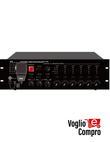 CENTRALE EVACUAZIONE DIGITALE TS EV500/6 RTS EVAC INTEGRATO 6 ZONE ESPANDIBILI