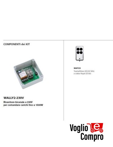 KIT RADIOCOMANDO E RICEVITORE BICANALE V2 GARDEN LUX R PER CARICHI FINO A 1500W