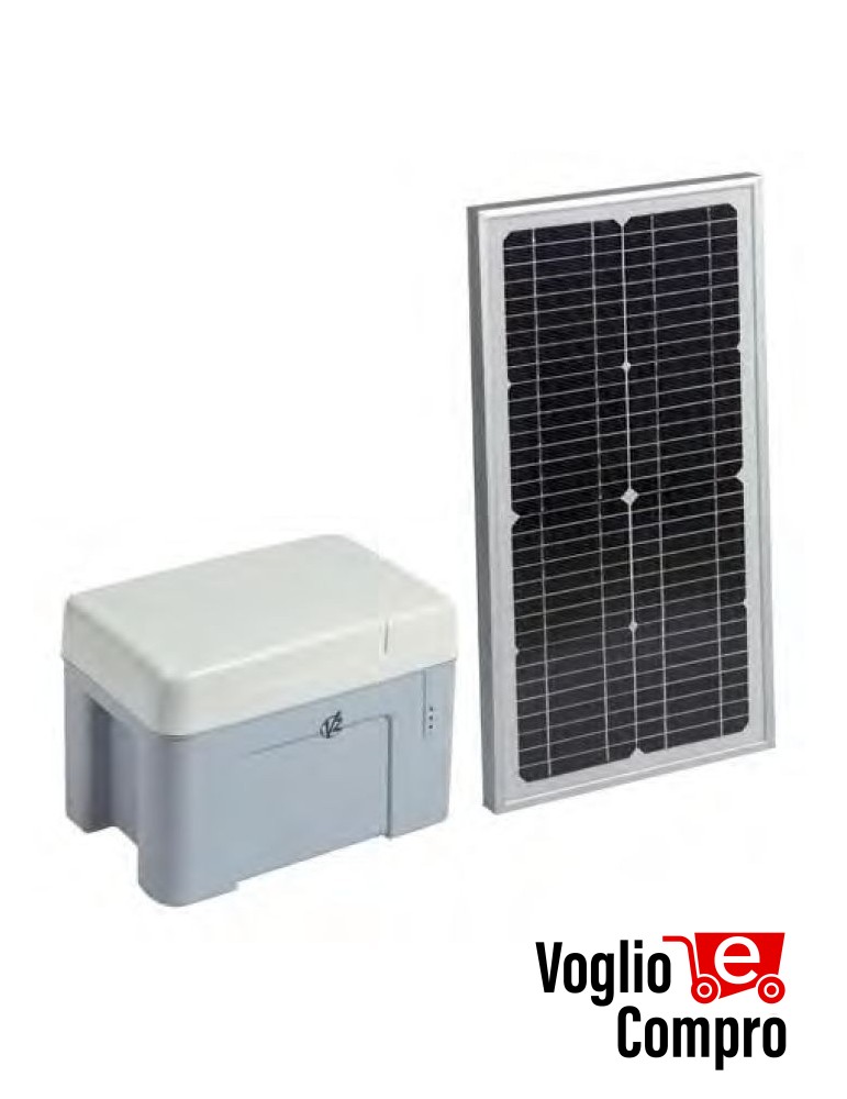 KIT ALIMENTAZIONE SOLARE V2 ECO LOGIC COMPLETO BOX BATTERIA E PANNELLO DA 20W