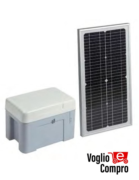 KIT ALIMENTAZIONE SOLARE V2 ECO LOGIC COMPLETO BOX BATTERIA E PANNELLO DA 20W