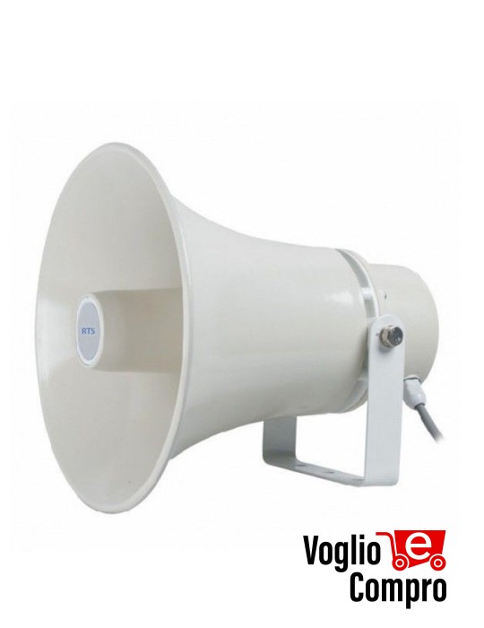 DIFFUSORE A TROMBA RTS 30W 100Volt CON STAFFA E SELETTORE DI POTENZA COLORE BIANCO