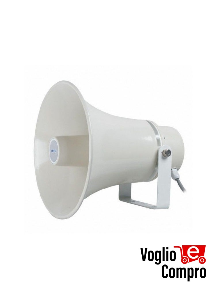 DIFFUSORE A TROMBA RTS 50W 100Volt CON STAFFA MATERIALE PLASTICA ABS COLORE BIANCO
