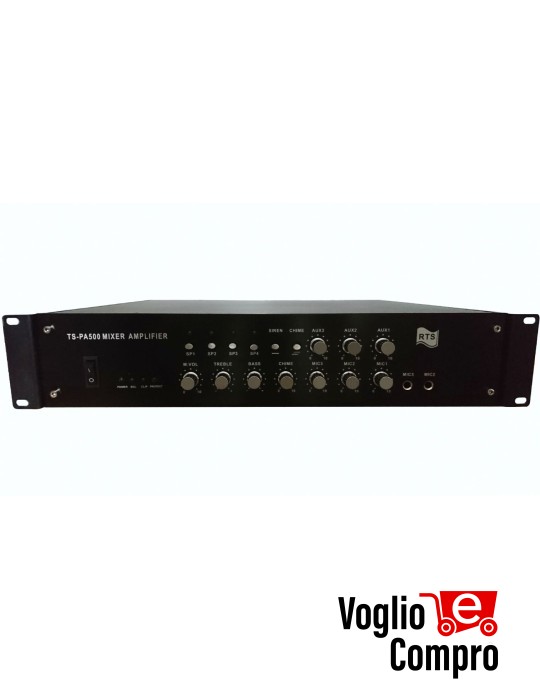 CENTRALE AMPLIFICAZIONE RTS BOOSTER 6 ZONE 500W 3 INGRESSI MIC E 2 INGRESSI AUX