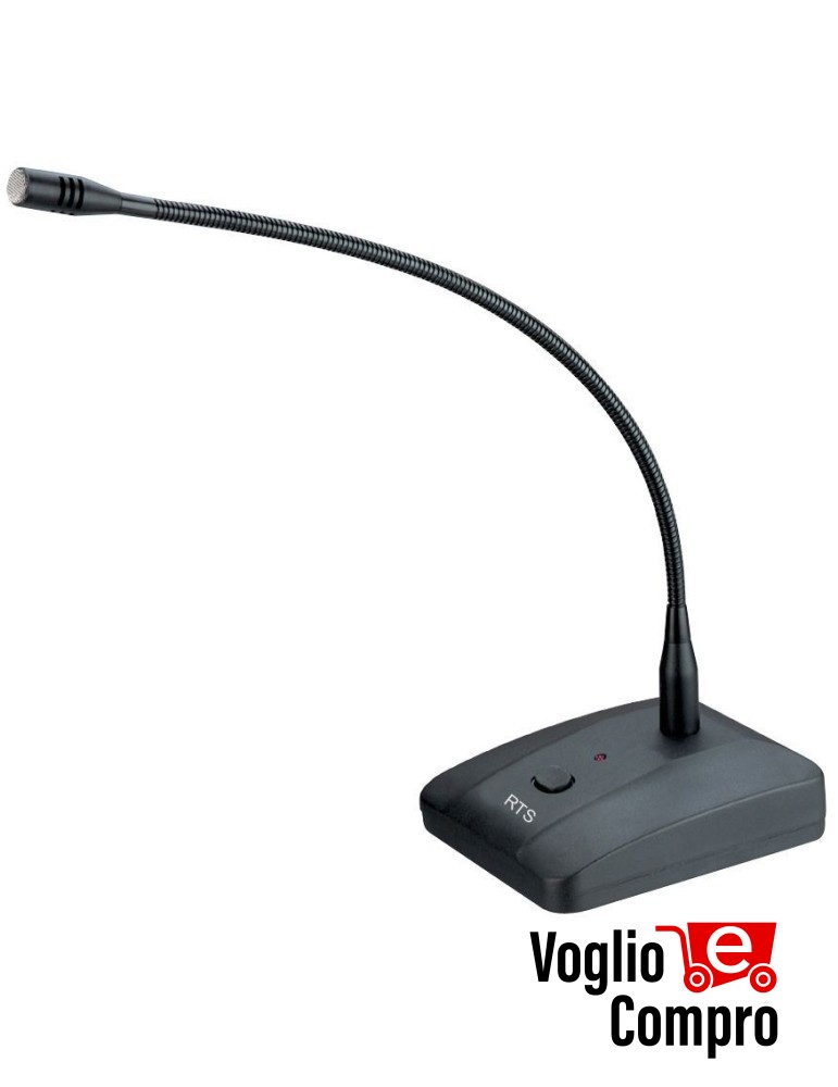 BASE MICROFONICA RTS PREAMPLIFICATA 1 TASTO CAPSULA ELECTRET A COLLO DI CIGNO