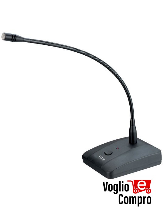 BASE MICROFONICA RTS PREAMPLIFICATA 1 TASTO CAPSULA ELECTRET A COLLO DI CIGNO