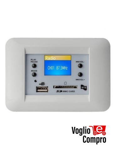 CENTRALE AUDIO RTS TS 711 B 50+50W STEREO PER FILODIFFUSIONE DA INCASSO BIANCO