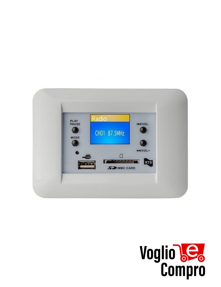 CENTRALE AUDIO RTS TS 711 B 50+50W STEREO PER FILODIFFUSIONE DA INCASSO BIANCO