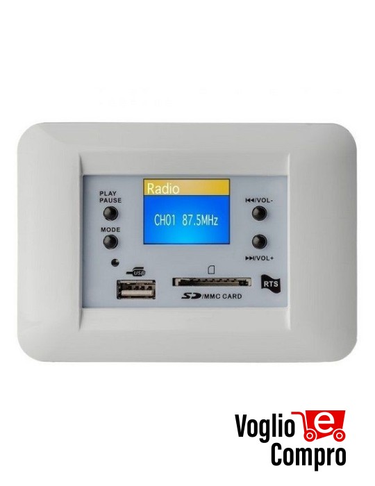 CENTRALE AUDIO RTS TS 711 B 50+50W STEREO PER FILODIFFUSIONE DA INCASSO BIANCO