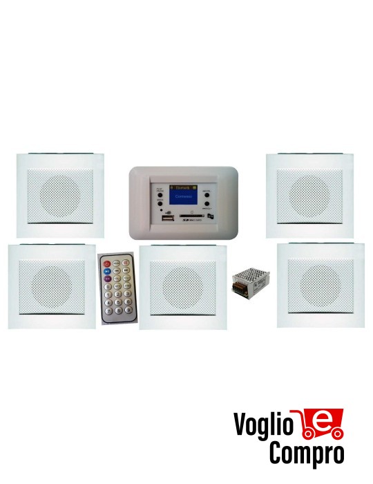 KIT RTS PER FILODIFFUSIONE MY HOUSE DA INCASSO CENTRALE AUDIO 20W - 5 DIFFUSORI