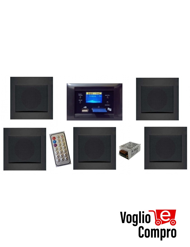 KIT RTS PER FILODIFFUSIONE MY HOUSE DA INCASSO CENTRALE AUDIO 20W - 5 DIFFUSORI