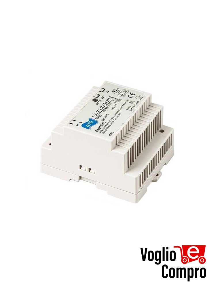 ALIMENTATORE AUDIO RTS DIN 12 VCC 5 AMPERE PER AMPLIFICATORI E CENTRALINE AUDIO