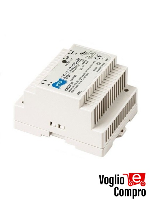ALIMENTATORE AUDIO RTS DIN 12 VCC 5 AMPERE PER AMPLIFICATORI E CENTRALINE AUDIO