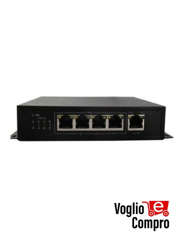 SWITCH POE 4 PORTE DA100 Mbit PORTATA 100 Mt 15,4 W PER OGNI PORTA