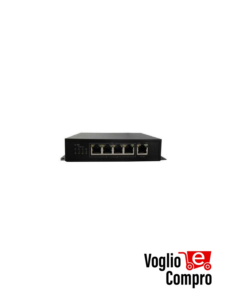 SWITCH POE 4 PORTE DA100 Mbit PORTATA 100 Mt 15,4 W PER OGNI PORTA
