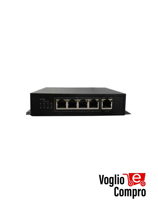 SWITCH POE 4 PORTE DA100 Mbit PORTATA 100 Mt 15,4 W PER OGNI PORTA