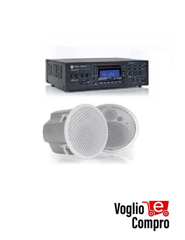 KIT FILODIFFUSIONE SINTOAMPLIFICATORE MIXER RCF + 11 CASSE DUE VIE CONTROSOFFITTO