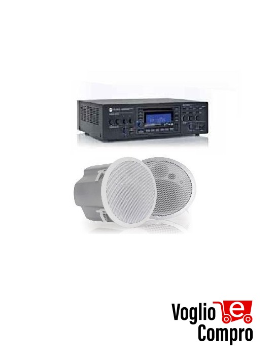 KIT FILODIFFUSIONE SINTOAMPLIFICATORE MIXER RCF + 11 CASSE DUE VIE CONTROSOFFITTO