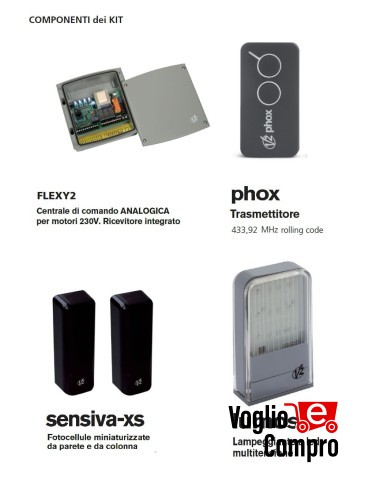 KIT ELETTRONICO PER AUTOMAZIONE MOTORI CANCELLO 230V V2 UNIVERSAL 2