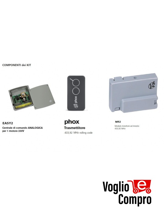KIT ELETTRONICO PER AUTOMAZIONE SERRANDE AVVOLGIBILI 230V V2 EASY 2