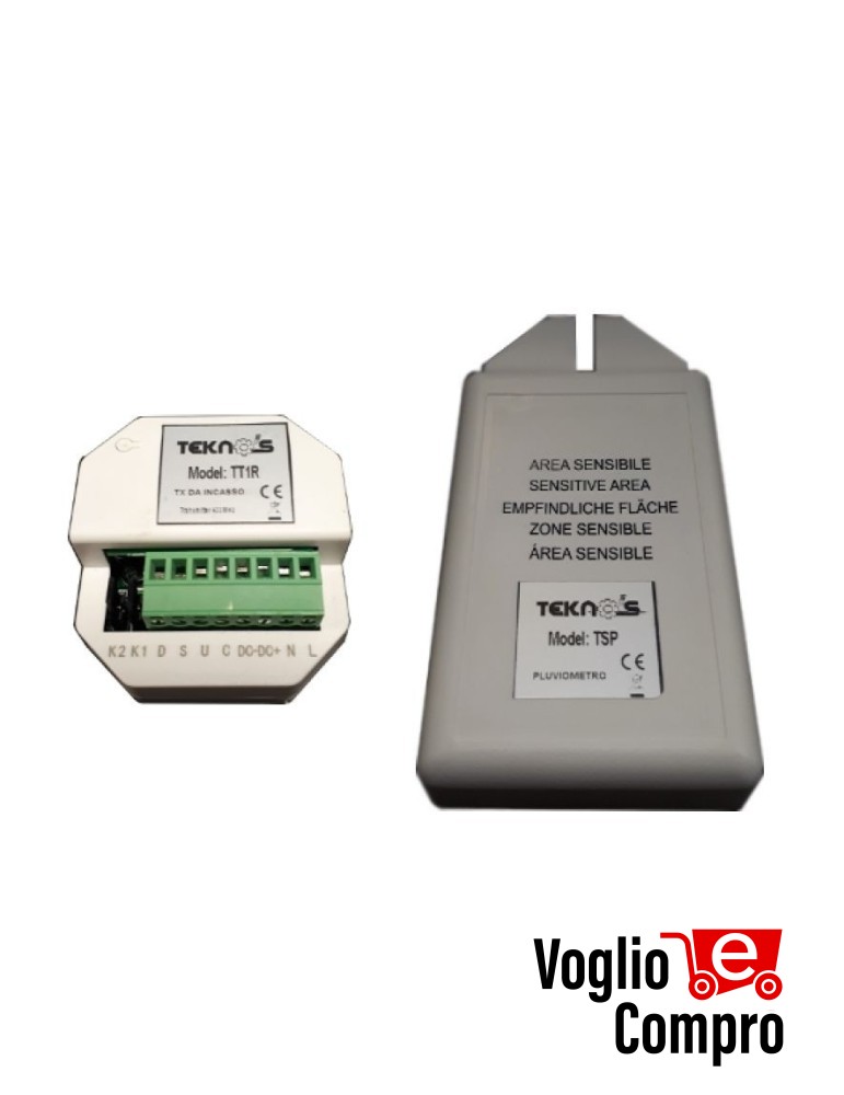KIT RADIO SENSORE E TRASMETTITORE PIOGGIA TEKNOS RAIN 433,92 Mhz