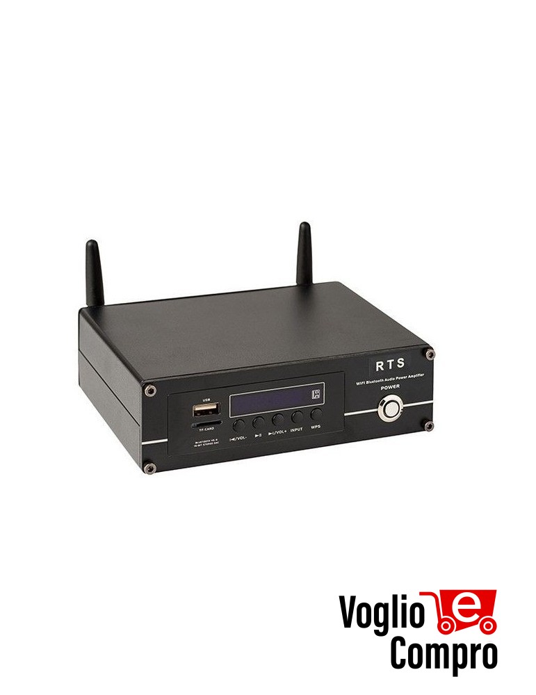 RICEVITORE AUDIO WIFI BLUETOOTH RTS AMPLIFICATO 50 + 50 WATT RMS CON ALIMENTATORE