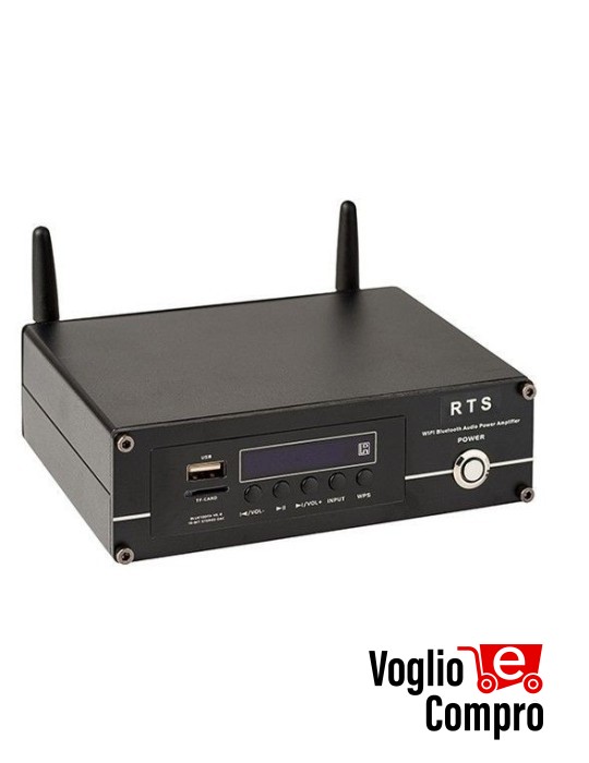 RICEVITORE AUDIO WIFI BLUETOOTH RTS AMPLIFICATO 50 + 50 WATT RMS CON ALIMENTATORE