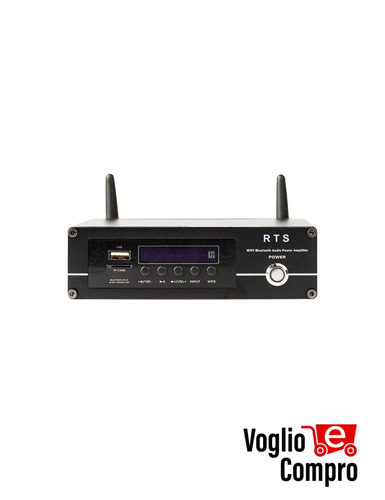 RICEVITORE AUDIO WIFI BLUETOOTH RTS AMPLIFICATO 75+ 75WATT RMS CON ALIMENTATORE