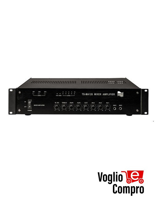 CENTRALE AMPLIFICAZIONE MIXER RTS PA120W MIXER 6 PORTE 2 INGRESSI AUX