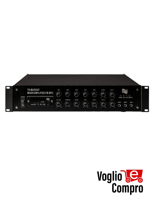 AMPLIFICATORE MIXER RTS RADIO FM USB/SD 200W 5 ZONE VOLUME INDIPENDENTE
