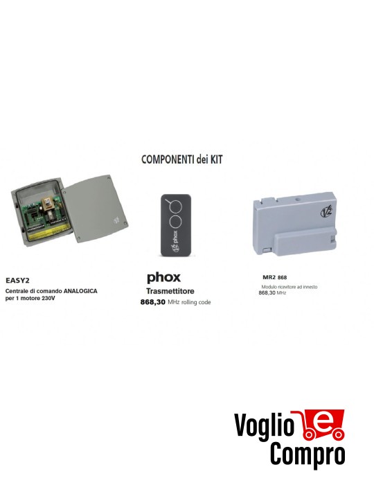 KIT ELETTRONICO PER AUTOMAZIONE SERRANDE AVVOLGIBILI 230V V2 EASY 2 - 868Mhz