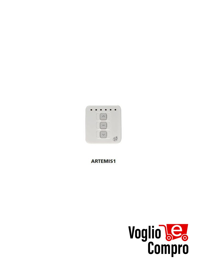 TRASMETTITORE DA PARETE V2 ARTEMIS 1 CH PER TENDE E TAPPARELLE 434,15 Mhz